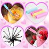 Jutom 8 Pack Valentine's Day Metal Heart Straws Reusable Heart Shaped Straw Stainless Steel with Silicone Tips Cute with 2 Cleaning Brushes for Hot Cold Drink Galentines Day Bridal Shower Wedding view 4