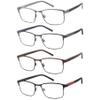 mrbobmslee 4 Pack Reading Glasses for Men, Blue Light Blocking Computer Readers, Anti UV Ray/Eye Strain/Glare, Metal Frame Eyeglasses with Pouches(375 Magnification Strength) view 1