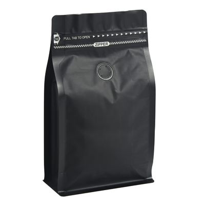 Black Coffee Bags with Valve (Pack of 100, 16oz/1 lb Size) - High Barrier Aluminum Foil - Flat Bottom Coffee Pouches with Rsealable Zipper & Easy Open Tape