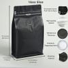 Black Coffee Bags with Valve (Pack of 100, 16oz/1 lb Size) - High Barrier Aluminum Foil - Flat Bottom Coffee Pouches with Rsealable Zipper & Easy Open Tape view 2
