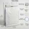 12oz 100pcs High Barrier Wihite Coffee Bags with Aluminum Foil Liner, Resealable Coffee Pouches with Degassing Valve, Ziplock Food Storage Bags with Pull Tape, 12oz/0.75lb/340gram, Pack of 100 view 3