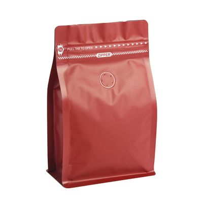 100 Count 8oz Red Coffee Bags with Aluminum Foil Liner, High Barrier Coffee Pouches with Degassing Valve, Ziplock Food Storage Bags with Pull Tape, Pack of 100, 6oz/0.5lb/250gram