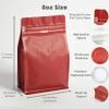 100 Count 8oz Red Coffee Bags with Aluminum Foil Liner, High Barrier Coffee Pouches with Degassing Valve, Ziplock Food Storage Bags with Pull Tape, Pack of 100, 6oz/0.5lb/250gram view 2
