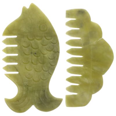 Healifty Massage Comb 2Pcs - Guasha Scalp Comb, Handheld Gua Sha Scraping Massage Tool for Head Caring (Green)