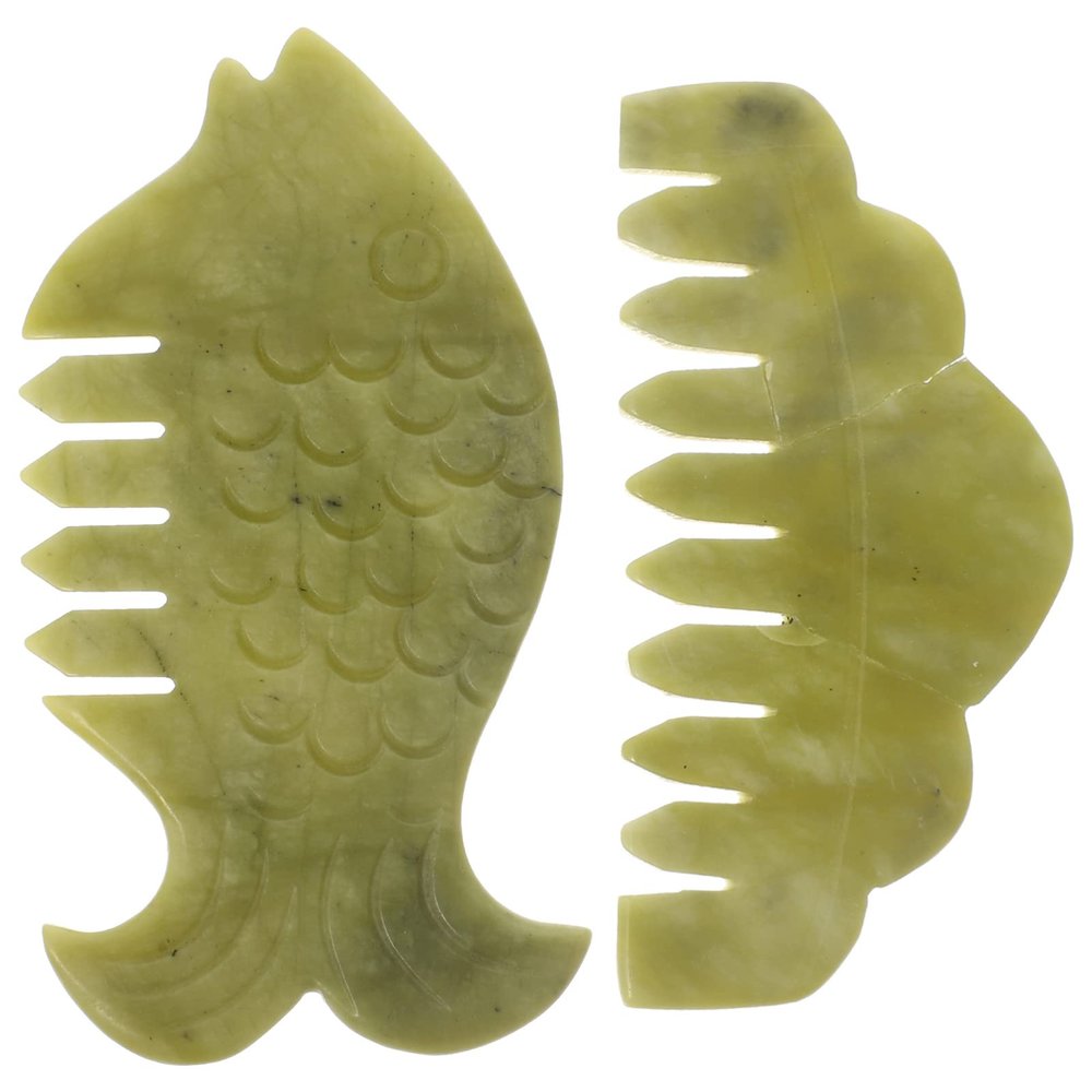 Healifty Massage Comb 2Pcs - Guasha Scalp Comb, Handheld Gua Sha Scraping Massage Tool for Head Caring (Green)