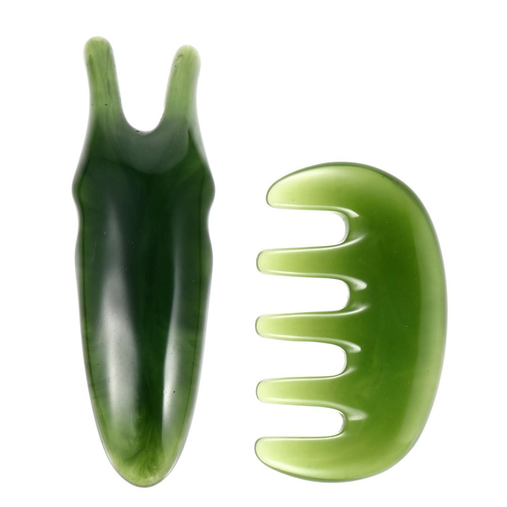Healifty 2 Pcs Gua Sha Scalp Comb Massage Tool Handheld Resin Scraper for Scalp Treatment and Relaxation 3.5 Inch