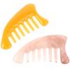 Healifty Resin Massage Comb 2Pcs - Guasha Scalp Comb, Handheld Gua Sha Scraping Massage Tool for Head Caring, Relax (Yellow + Coffee) view 1
