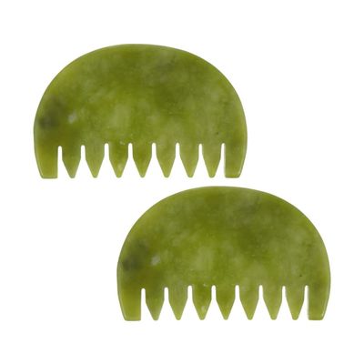 Healifty Jade Comb Scalp Massager - Fine Tooth Jade Scalp Comb for Hair Massage Tools and Spa Therapy - Handheld Gua Sha Tool for Relaxation and Buildup Removal 3.54X2.28X0.11In