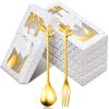 50 Packs Wedding Forks and Spoon Teaspoons for Wedding Gift, Bridal Shower, Tea Party Favors, Drink Spoon Gifts or Souvenirs for Guests Bulk with Individual Package(Gold) view 1