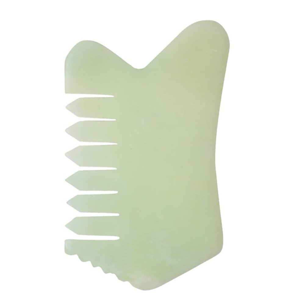Healifty Jade Comb Scalp Massager - Natural Green Jade Hair Massager Comb for Head Massage and Relaxation with Smooth Edges Ergonomic Design 3.93X2.40X0.23In