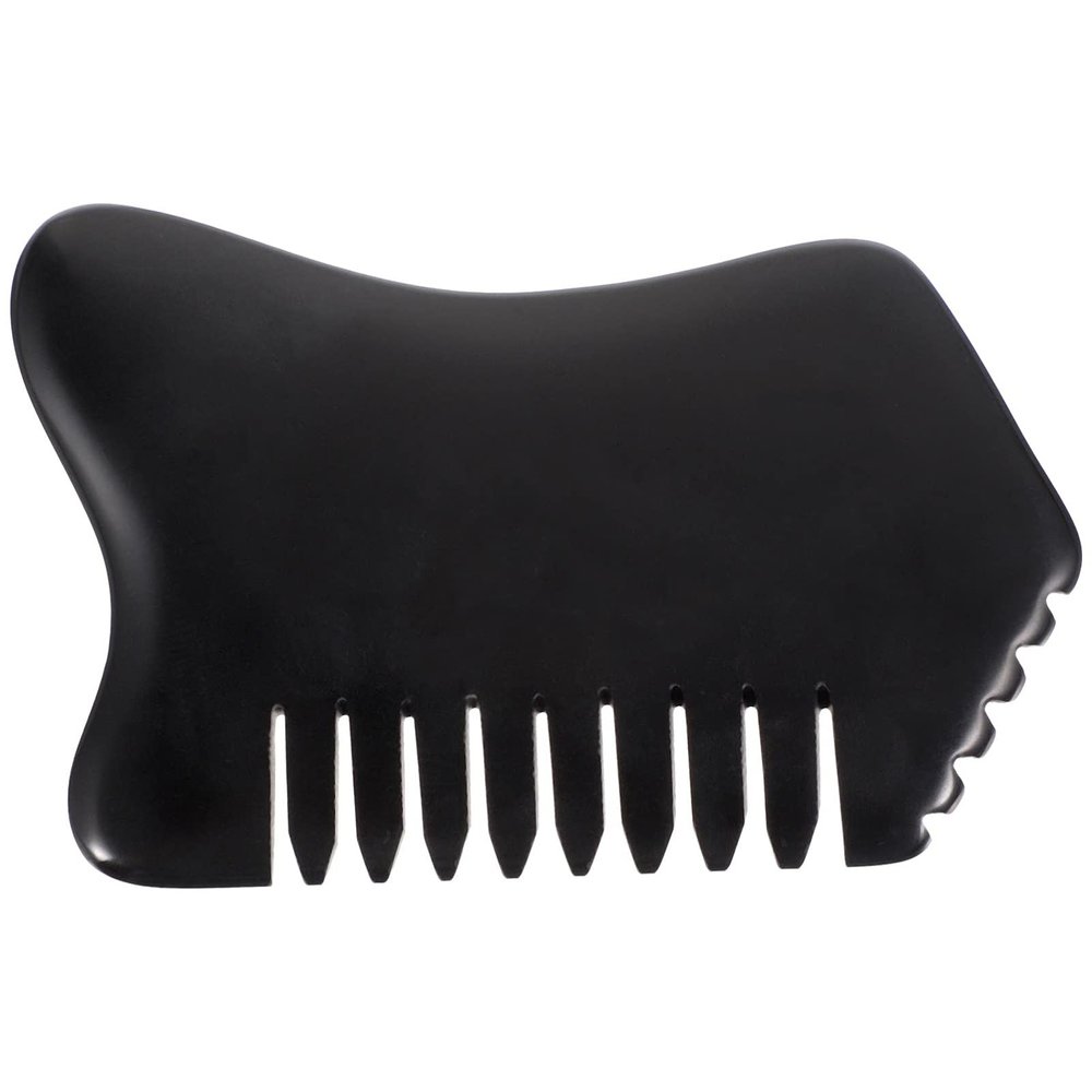 Healifty Multifunctional Scraping Massage Comb 3.5 Inch Ergonomic Jade Stone Guasha Tool for Face Neck Scalp and Body Relaxation Therapy