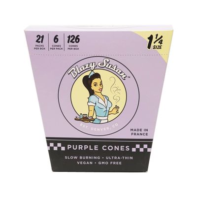 Purple 1-1/4 Pre Rolled Cones Full Box