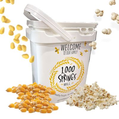1000 Springs Mill Organic Dry Popcorn Kernels - Non-GMO, Healthy Snack for Microwave or Stovetop - Bulk Organic Popcorn Kernels with Bucket - Enjoy Fresh, Crisp & Delicious Popcorn - 25lb (Pack of 1)