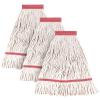 MATTHEW CLEANING Heavy Duty Mop Head Commercial Replacement for General and Floor Cleaning, Wet Industrial Blue Cotton Looped End String Head Refill (Pack of 3) White view 1