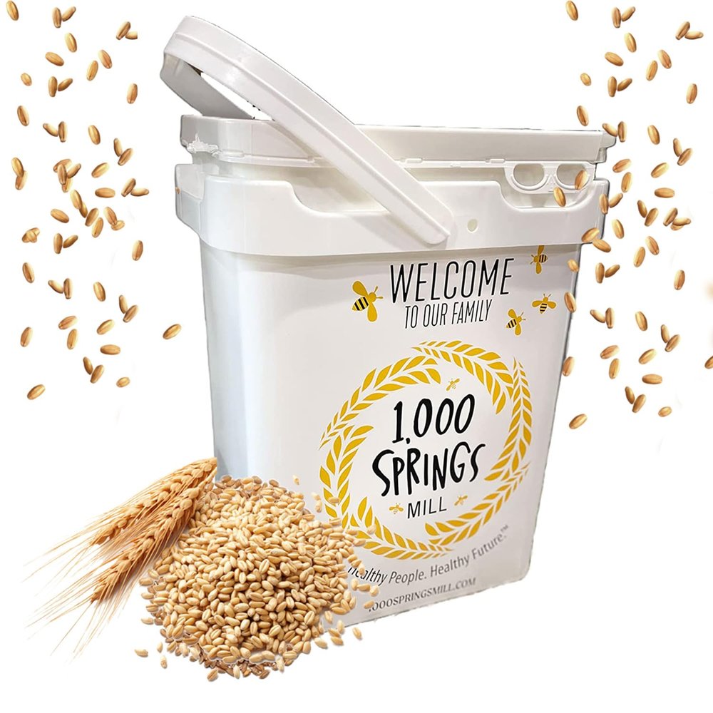 1000 SPRINGS MILL - Organic Hard Red Spring Wheat Berries 25lb Bulk Bucket - Used for Organic Flours, Cereals, Salads, and Whole Wheat Breads - Organic Sprouting Seeds - Bulk Dried Grain