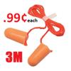 Pack of 10 - Corded Foam 3 M 1110 Ear Plugs 051138290092 Orange Universal Polyurethane Foam Disposable Corded Cone Ear Plugs - 29 dB NRR Ear Plug view 3