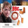 Pack of 10 - Corded Foam 3 M 1110 Ear Plugs 051138290092 Orange Universal Polyurethane Foam Disposable Corded Cone Ear Plugs - 29 dB NRR Ear Plug view 4