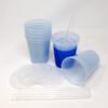 Rolling Sands 16 Oz. Reusable Plastic Stadium Cups with Lids, 6 Pack, USA Made Color Changing Tumblers, Includes 6 Reusable Straws, Dishwasher Safe, Frost to Blue view 3