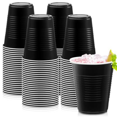 Zubebe 100 Pack 18oz Black Cups, Disposable Plastic Cups Large Drinking for Wedding, Graduation Party, Beer Taste Serving, Snacks Samples and Tastings