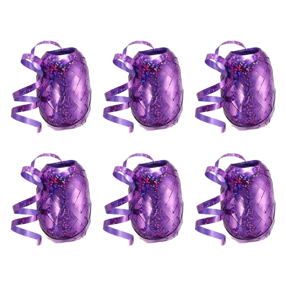 PATIKIL 6pcs Curling Ribbon Crimped Balloon String 3/16 inch Laser Metallic Shiny 11 Yards Iridescent for Christmas Wedding Gift Crafts Florists Decoration Purple