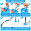 Spin Mop Replacement Handle 360 Degree Spin Mop Pole Handle Replacement Rotating Telescopic Stick for Head Replace Spinning Household Cleaning Accessories for Home(Cute Blue) view 3