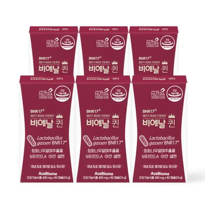 Bnr Queen, Menopausal Support Probiotic for Women, 10 Billion CFU Guaranteed, Lactobacillus gasseri BNR17, 60Capsules x 6Packs