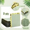 Panelee 100 Pack Sage Green Cocktail Napkins with Gold Foil 2 Ply Dessert Folded 5 x 5 Inches Disposable Napkins for Dinner Wedding Birthday Party Bridal Anniversary Reception Event view 3