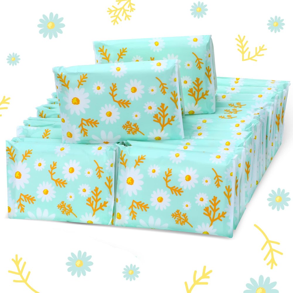 Geyee 50 Packs Tissue Travel Size Facial Paper Napkins Travel Packs Disposable Pocket Tissues for Wedding Guest Traveling School Purse Home Supplies, 500 Sheets 3 Ply(Daisy)