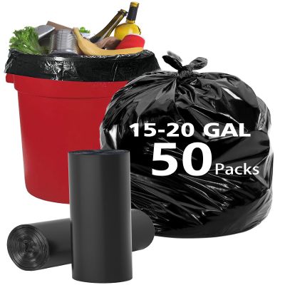 16-20 Gallon Trash Bags Unscented,AYOTEE 50 Count Bulk (30"x36") 16 Gallon Trash Bags Tall Kitchen, Big Black garbage bags, Industrial Quality Garbage Bags for Paper, Plastic, Bottles, Newspaper, Lawn