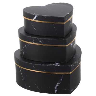 Gadpiparty 3Pcs Valentines Day Heart Shaped Boxes Valentines Nesting Cardboard Cookie Box for Wedding Birthday Present Wrapping & Packaging Black