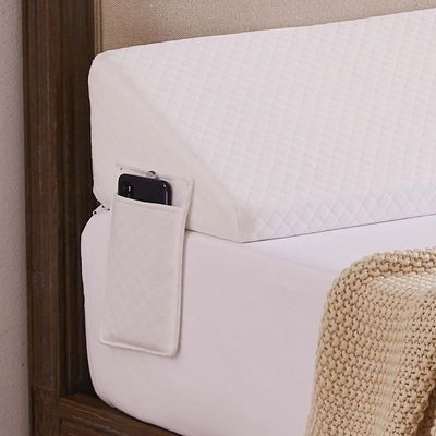 Homemate Queen Size60"x10"x6" Bed Wedge Pillow Stopper - Bed Gap Filler(0-8") - Headboard Pillow - Triangle Bloster Pillow Wedge - White