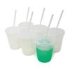 Rolling Sands 16 Oz. Reusable Plastic Stadium Cups with Lids, 6 Pack, USA Made Color Changing Tumblers, Includes 6 Reusable Straws, Dishwasher Safe, Frost to Green view 1