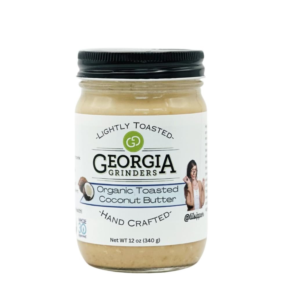 Georgia Grinders Organic - Toasted Coconut Butter 12oz  Creamy Gourmet Spread from Pure Coconut, USDA Organic, No Sugar Added, Gluten-Free, Non-GMO, Keto & Paleo Friendly, Vegan, Dairy-Free