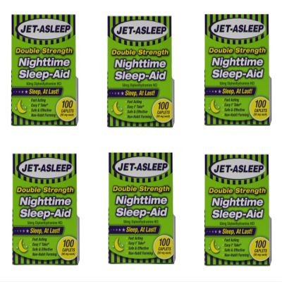 Jet-Asleep Double Strength Nighttime Sleep-Aid 100 Count 6 Pack