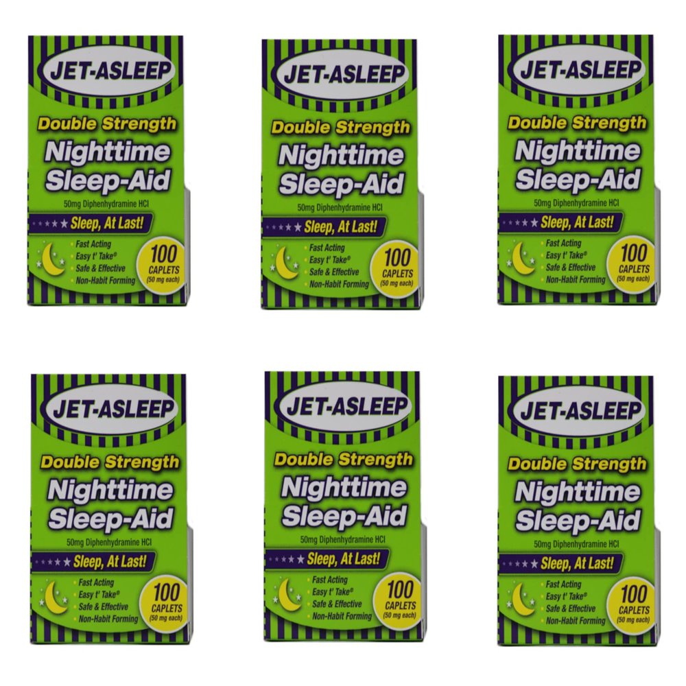 Jet-Asleep Double Strength Nighttime Sleep-Aid 100 Count 6 Pack