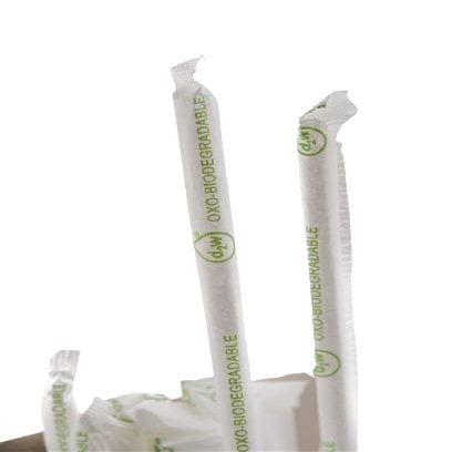 EcoQuality Oxo-Biodegradable Clear Disposable Drinking Straws 7.75 inch Compostable Jumbo Drinking Straw Individually Wrapped - Soda, Milkshake, Smoothie, Plastic Alternative, Eco-Friendly (20 BOXES)