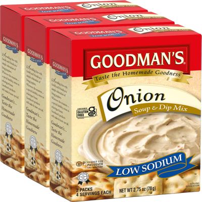 Goodman's Onion Soup & Instant Onion Dip Mix, Low Sodium, 2.75oz (3 Pack) | Homemade Goodness, Gluten Free, Includes Recipes, Quick and Convenient