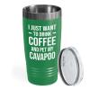 Flairy Land Coffee Lover Green Tumbler 20oz - Coffee and Cavapoo - Coffee Lovers Gifts for Her Coffee Bean Grinder Coffee Drinkers Women Coffee Addict Pet My Dogs Cavapoo Dog Owner view 1