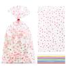 COQOFA 100 Pcs 7X12" Cello Cellophane Gift Treat Bags Party Favor bags Clear Candy Cookie Bags Plastic Poly Goodie Storage Bags with Twist Ties for Wedding Birthday Party Valentines Day Supplies Rose view 1