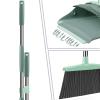 Broom and Dustpan Set for Home, Dust pan with Long Handle, Broom with Dustpan Combo Set, for Home Kitchen Room Office Lobby Floor Use Upright Stand Up Sweeping (Gray&Green) view 2