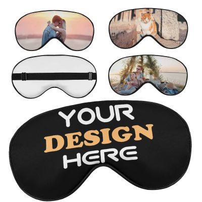 Custom Sleep Mask with Logo Name Photo Text Personalized Eye Mask Breathable Skin-Friendly Blindfold for Sleeping Adults Rest Home Office Airplanes Travel