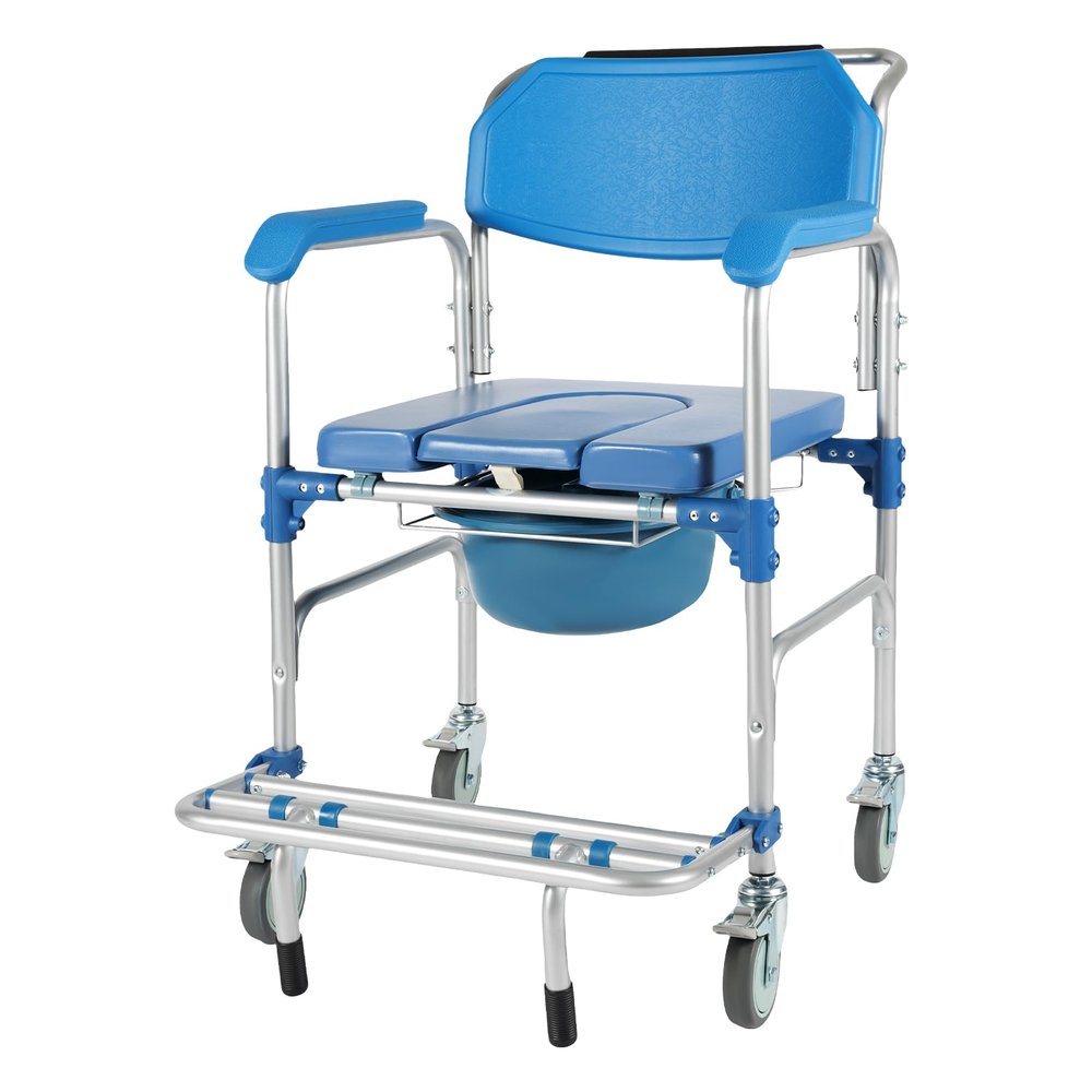 Cbhfmljd Mobility Bedside Toilet Chair, Shower Commode Seat Bathroom Potty Stool Elderly Adjustable Toilet Safety Frame with Handles and Back Anti-Skid Armrest for Seniors, Disabled and Pregnant