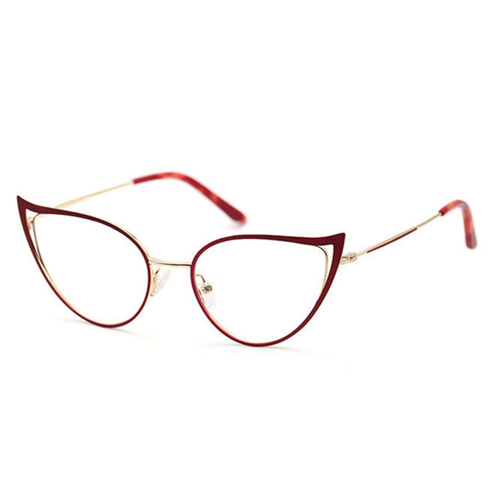 Cat Eye Reading Glasses For Women Metal Frame Blue Light Blocking Computer Readers (red, 2.25, multiplier_x)