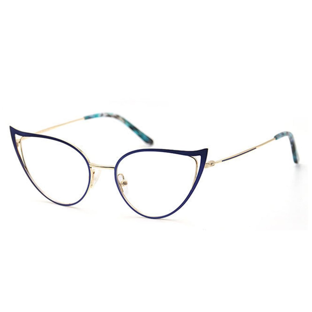 Cat Eye Reading Glasses For Women Metal Frame Blue Light Blocking Computer Readers (blue, 4.25, multiplier_x)