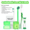 Braces Cleaning Kit for Teeth, Portable Orthodontic Toothbrush Kit Oral Care Dental Travel Kit - Interdental Brush Dental Wax Dental Floss Toothbrush Box (Green B) view 2