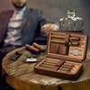 Cigar Humidor, Leather Cigar Case with Cedar Wood Lined, Portable Travel Cigar Humidor with Lighter and Cutter, Cigar Accessory Set, Cigar Gift Set - Brown view 2