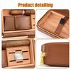 Cigar Humidor, Leather Cigar Case with Cedar Wood Lined, Portable Travel Cigar Humidor with Lighter and Cutter, Cigar Accessory Set, Cigar Gift Set - Brown view 3