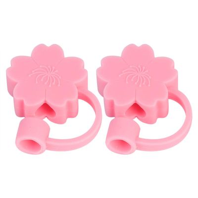 2Pcs Silicone Straw Covers Cap Reusable Drinking Straw Tips Lids Cute Topper for Reusable
