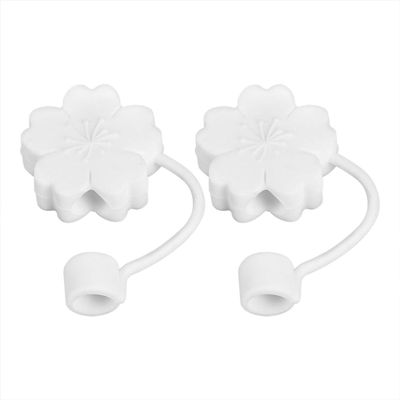 2Pcs Silicone Straw Covers Cap Reusable Drinking Straw Tips Lids Cute Topper for Reusable