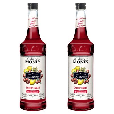 Monin - HomeCrafted Cherry Smash Cocktail Mixer, Ready-to-Use Drink Mix, Sweet & Citrusy Flavor, Just Add Bourbon, Perfect for Cocktails & Iced & Frozen Beverages (750 ml, 2-Pack)